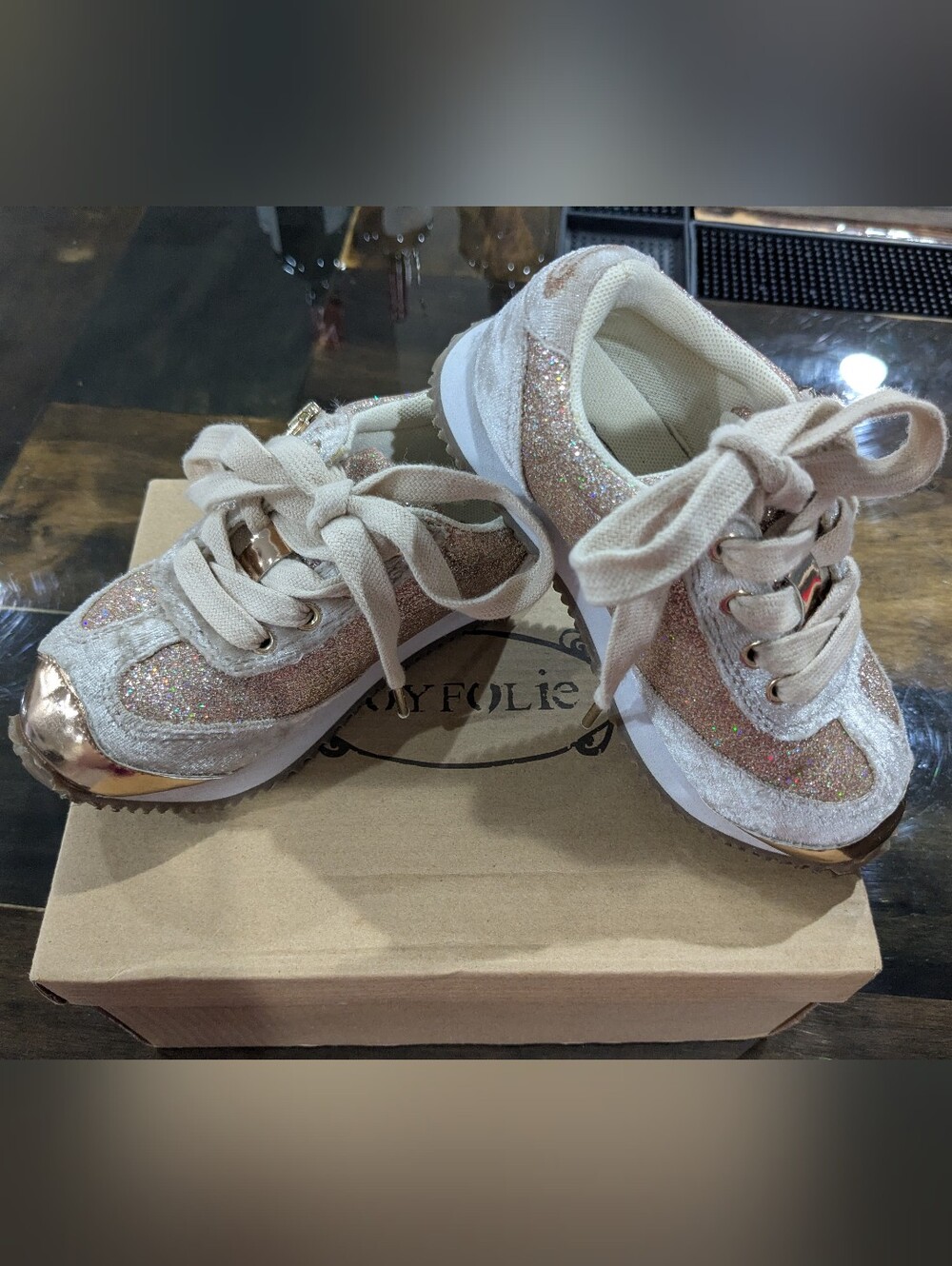 Joyfolie Ari Sneaker In Rose Gold Size T9